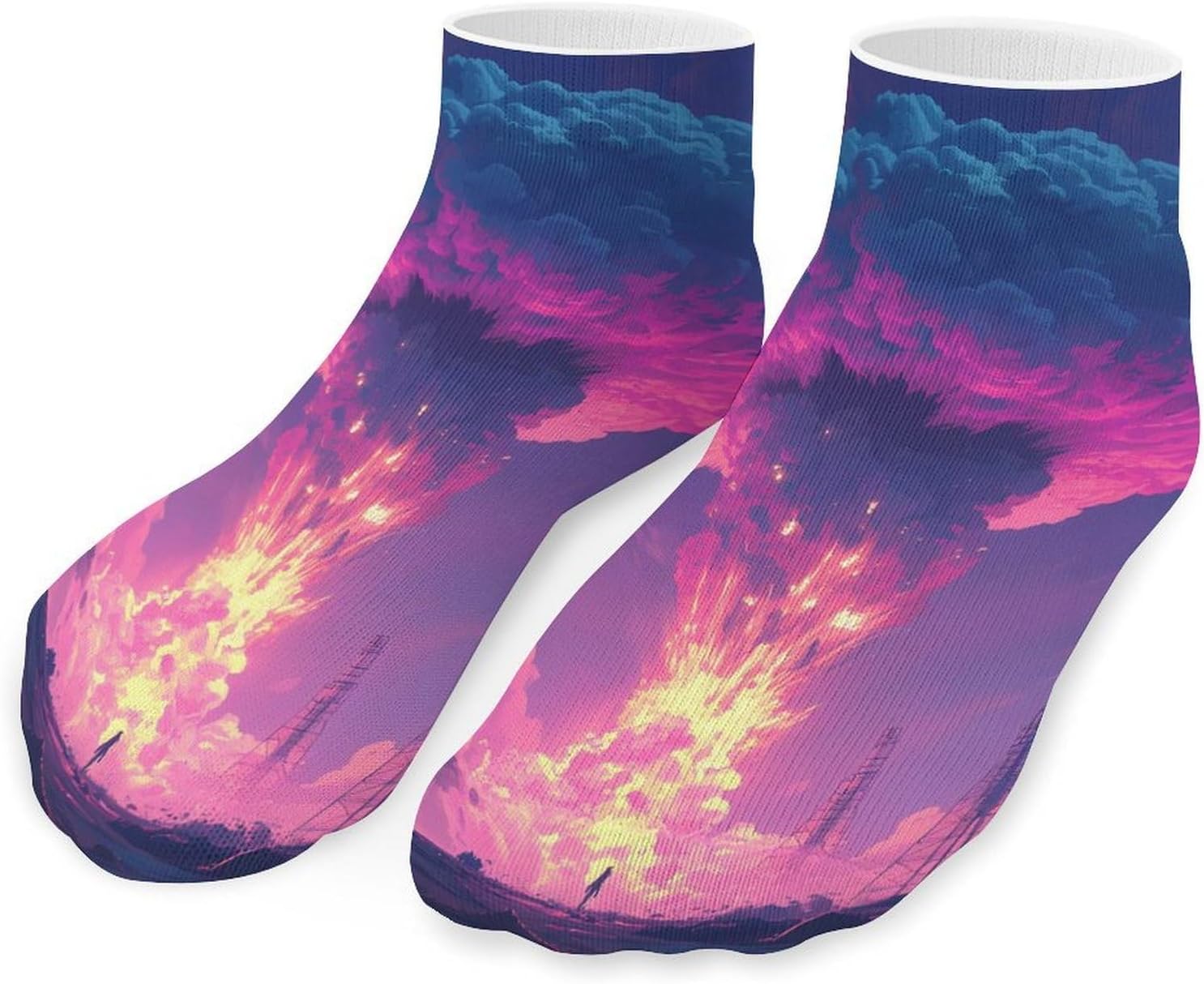 Nuclear Mushroom Cloud Mens Socks No Show Low Cut Ankle Sock for Sports