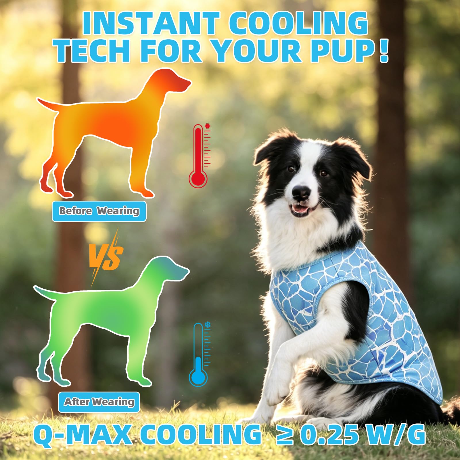 KOOLTAIL Lot de 2 vêtements rafraîchissants pour chiens de grande taille, protection UV et insectes UPF50+, séchage rapide, anti-perte de poils, respirant, sans manches, motif glaçons et noix de coco