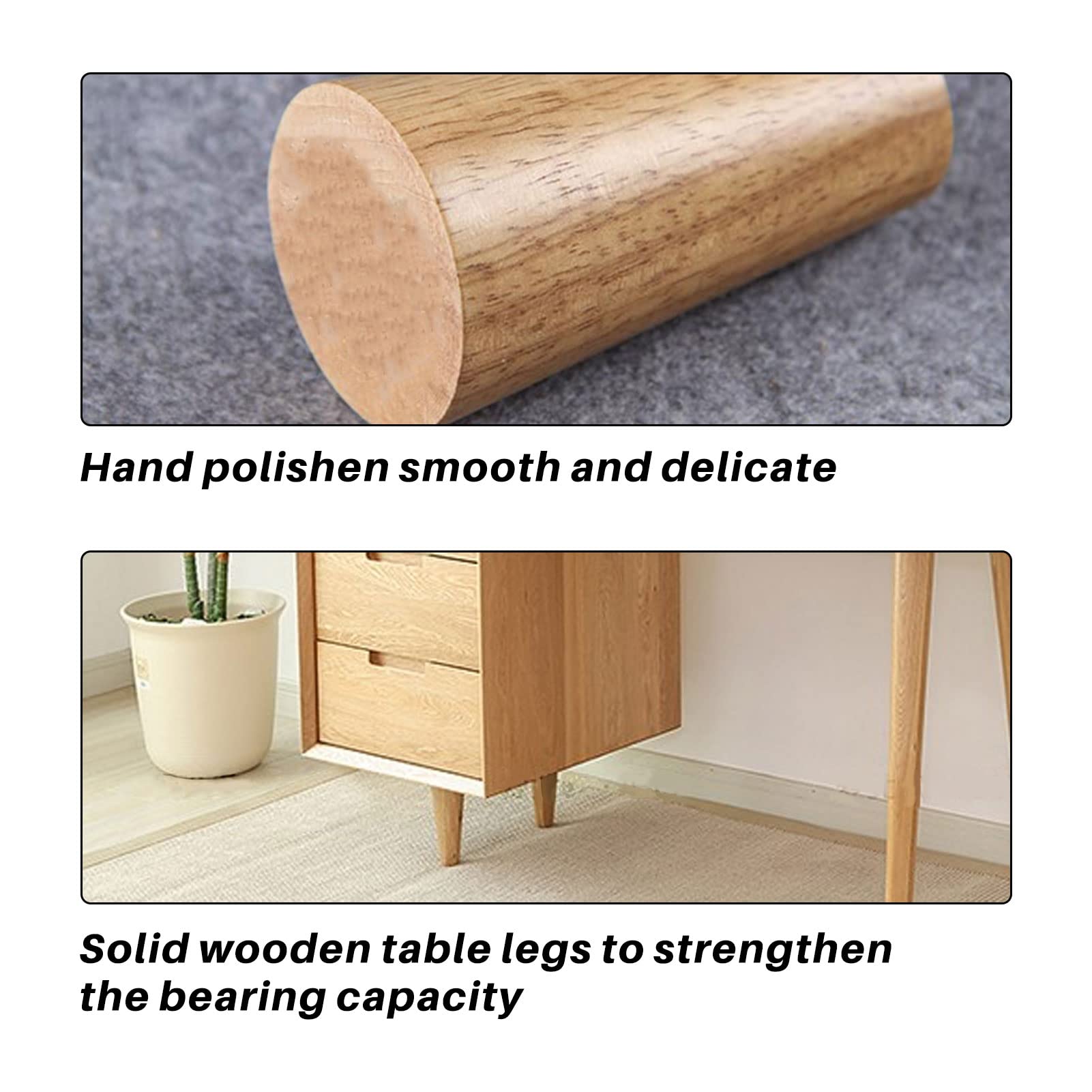 Tesyeux Oak Wood Conical Furniture Legs, Pack of 4, 8 cm, Natural Wood, Tapered, Bolt-On, Suitable for Sofas Tables, Chairs & Cupboards - Image 4