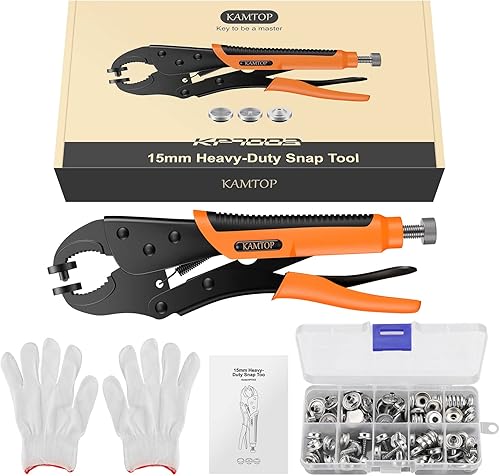 Miniatura 8 de Kamtop Kit de cierre a presión resistente, alicates ajustables con 30 juegos de broches de presión, botones a presión, herramienta de instalación de