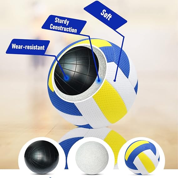 Sazoemao 6 Pack Official Size 5 Volleyball Balls Volley Ball of Synthetic Leather,Includes Ball Pump and Net Bag,Competition Volleyball for Indoor Outdoor...