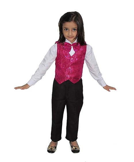 Plain Waistcoat for Kids/Plain Jacket for Kids | Sequin Work Shinning Waist Coat For Annual Day Dance Competition (Only Jacket/Waistcoat - Shirt & Pant Not Included)