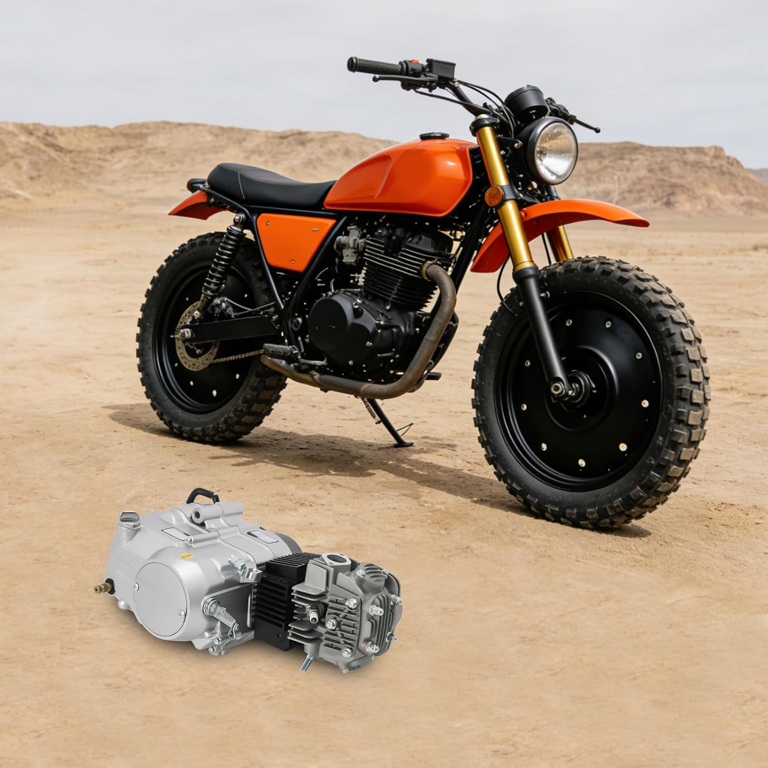 140CC Pit Bike Engine Single Cylinder 4 Stroke Engine Motor Horizontal Shaft Engine, CDI Ignition 4 Speed Manual Clutch Kick Starter Dirt Bike Motor, for CRF50 CRF70 XR50