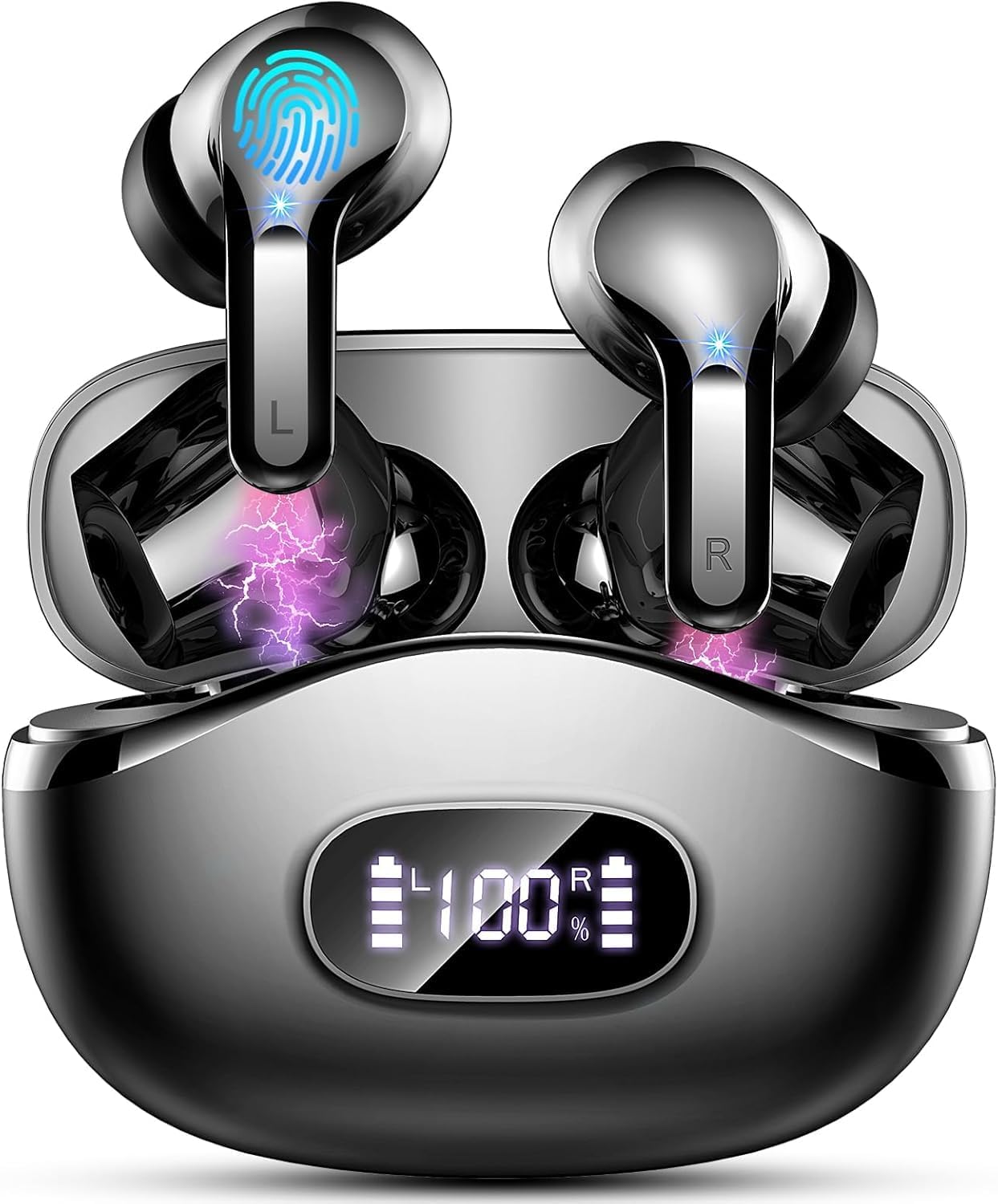 Wireless Earbuds, 2025 New Bluetooth 5.3 Headphones In Ear HIFI Stereo Wireless Headphones with 4 ENC Mic/Noise Cancelling Ear buds, IP7 Waterproof Running Earphones, 40H Playtime/USB-C/Touch Control