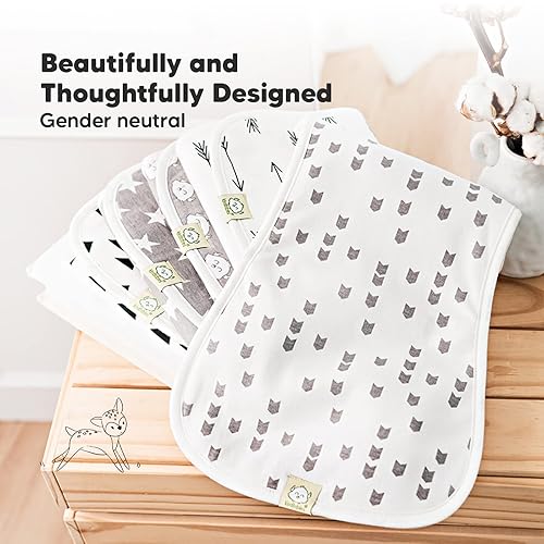 Vista 162 de Paños orgánicos para eructos para bebés niños y niñas, paquete de 5 paños de algodón súper absorbentes para bebés, trapos suaves y afelpados