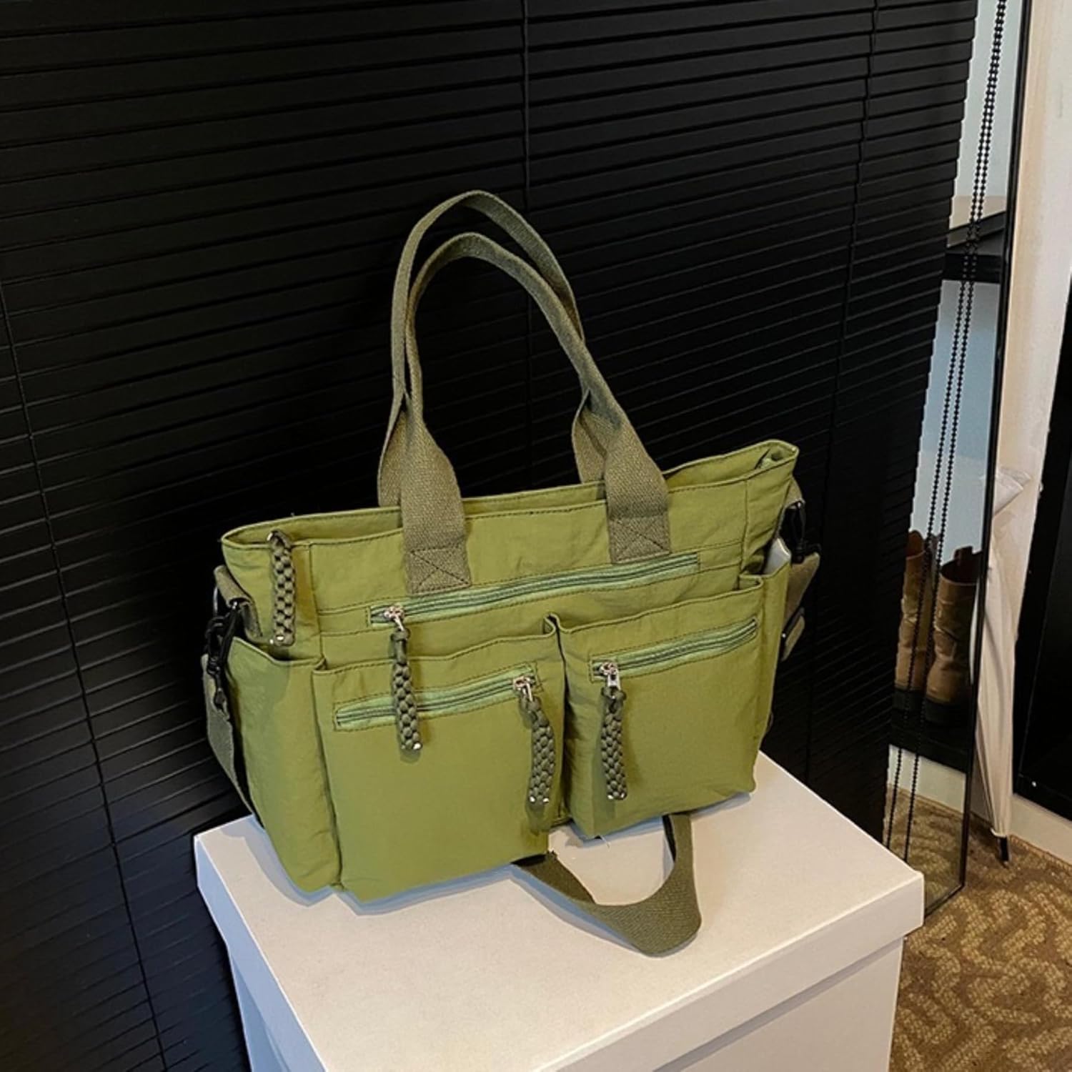 IAMUHI Women Nylon Multiple Pockets Satchel Handbag Purse and Casual Crossbody Tote Bag Messenger Bag for Work Travel - Image 9