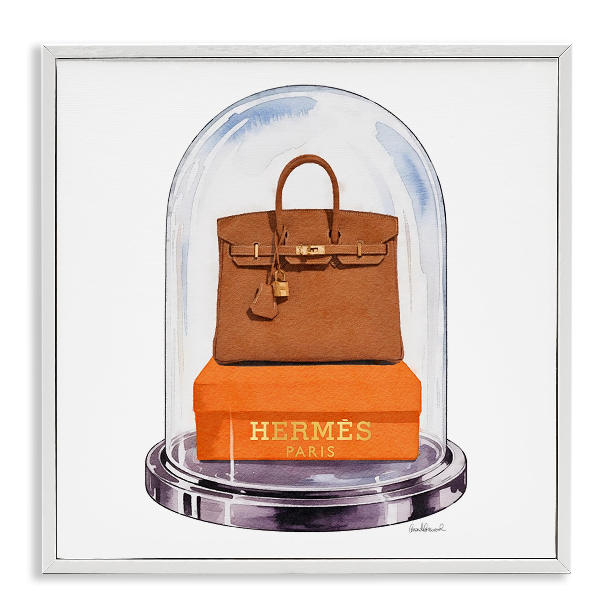 Stupell Industries 'Luxury Handbag Dome', Framed Giclee Art, White, 24 x 24 Inches, Easy to Hang and Sturdy, Made in USA, by Amanda Greenwood