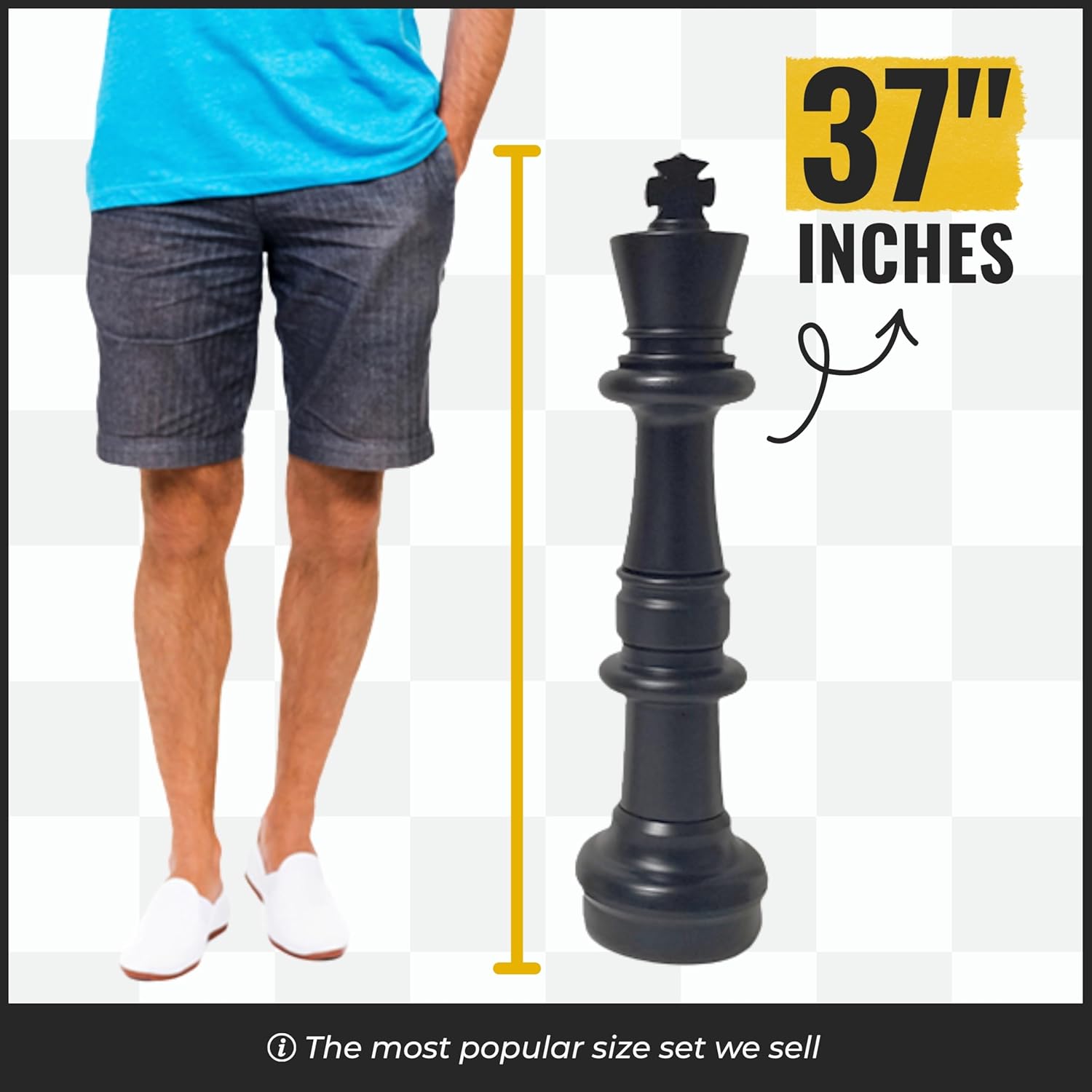 MegaChess Giant Chess Set Game with 37" Tall King - A Large Chess Set Yard Game for Families Looking for Outdoor Jumbo Games - 32 Large Pieces Made from Durable HDPE (Board Not Included)