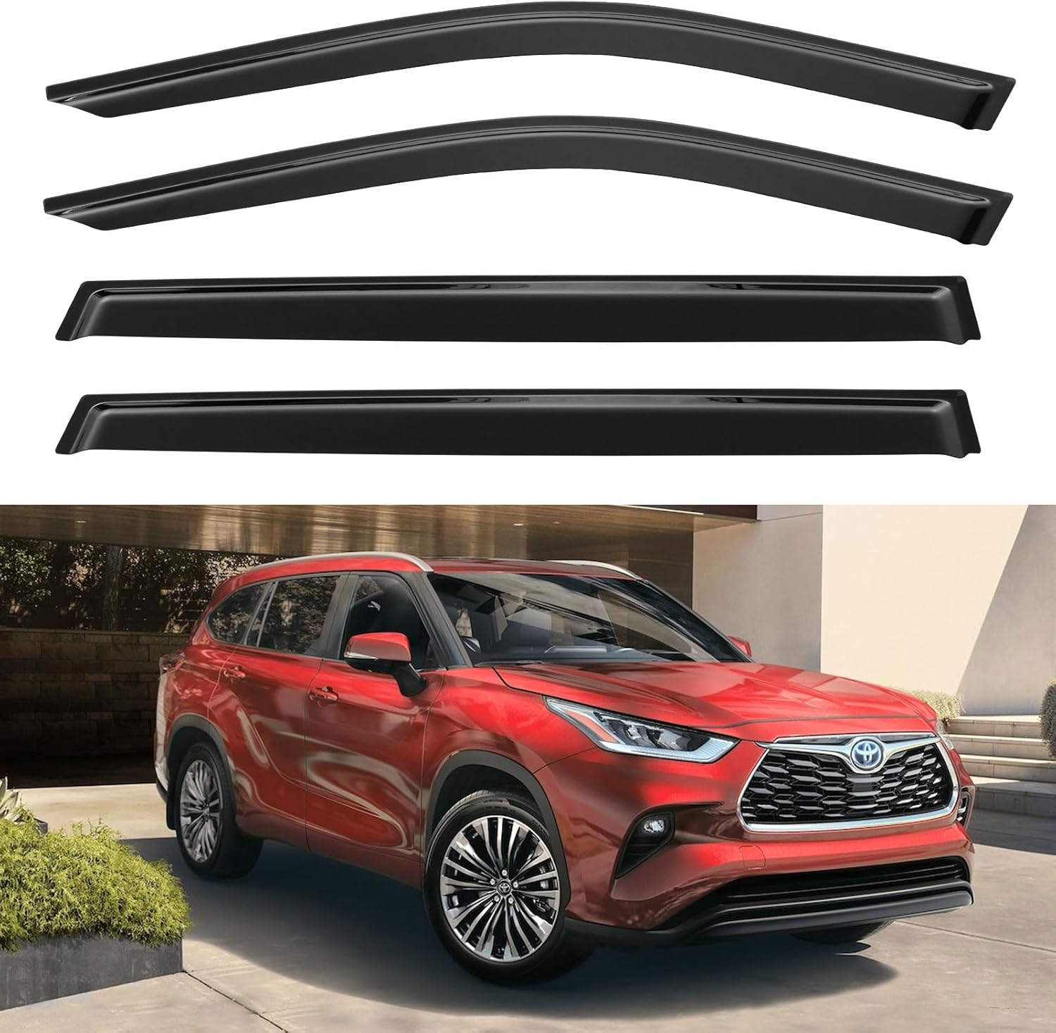 Window Visors Rain Guards for 2020-2025 Toyota Highlander, Out-Channel Window Vent Wind Deflectors Visors Shades for 20 21 22 23 24 25 Highlander