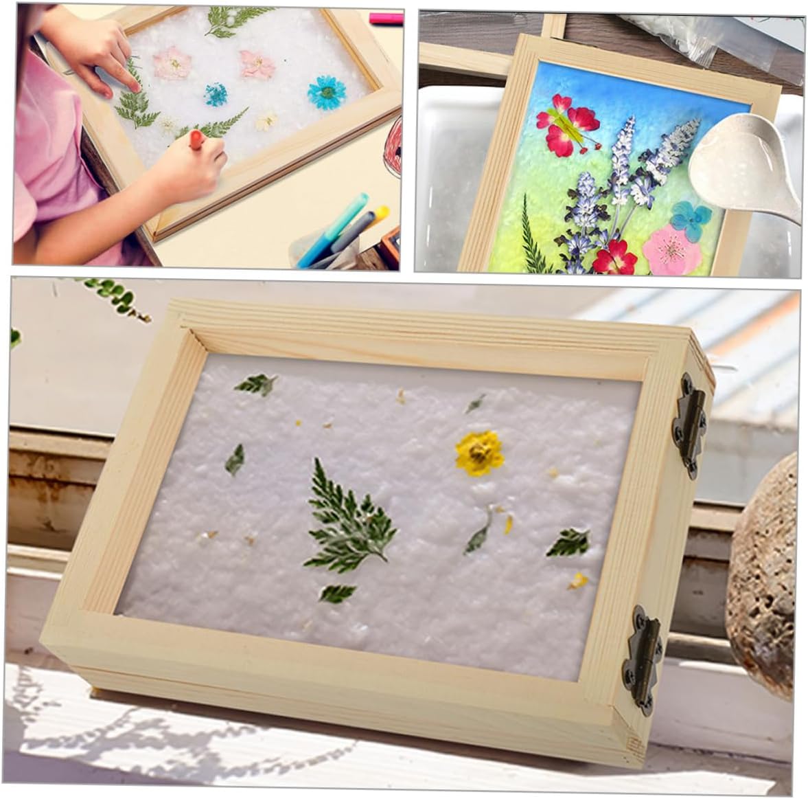 Gadpiparty 2pcs Paper Making Frame and Handmade Paper Craft Tool Mesh Screen for Projects and Dried Flower Art