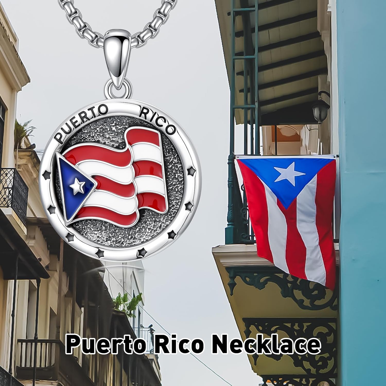 Puerto Rico Necklace 925 Sterling Silver Puerto Ricans Map Pendant Puerto Rico Coquí Frog Jewelry Gifts for Men Women