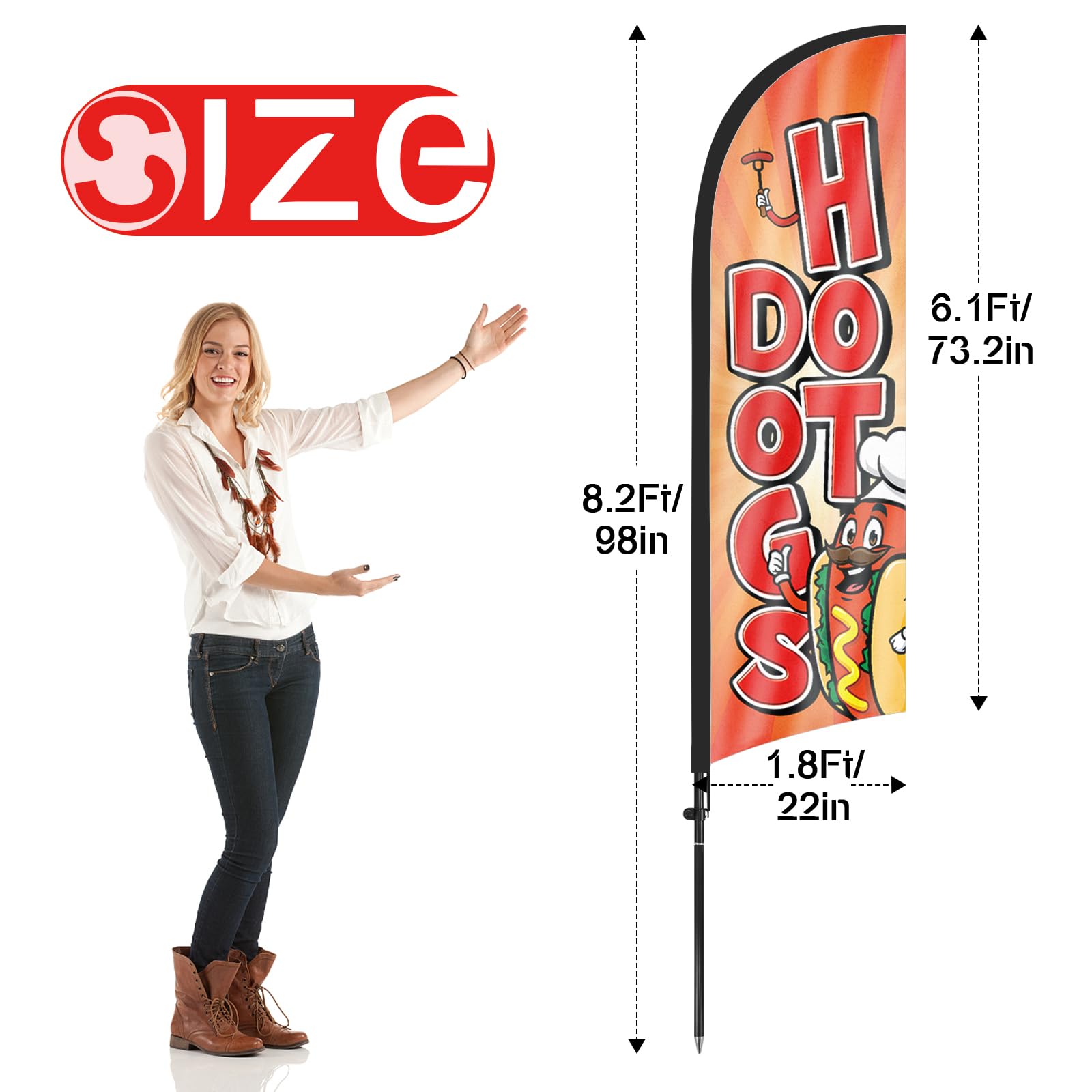 Kit De Drapeau Et Mât à Plumes Pour Hot-dog - 3,3 M