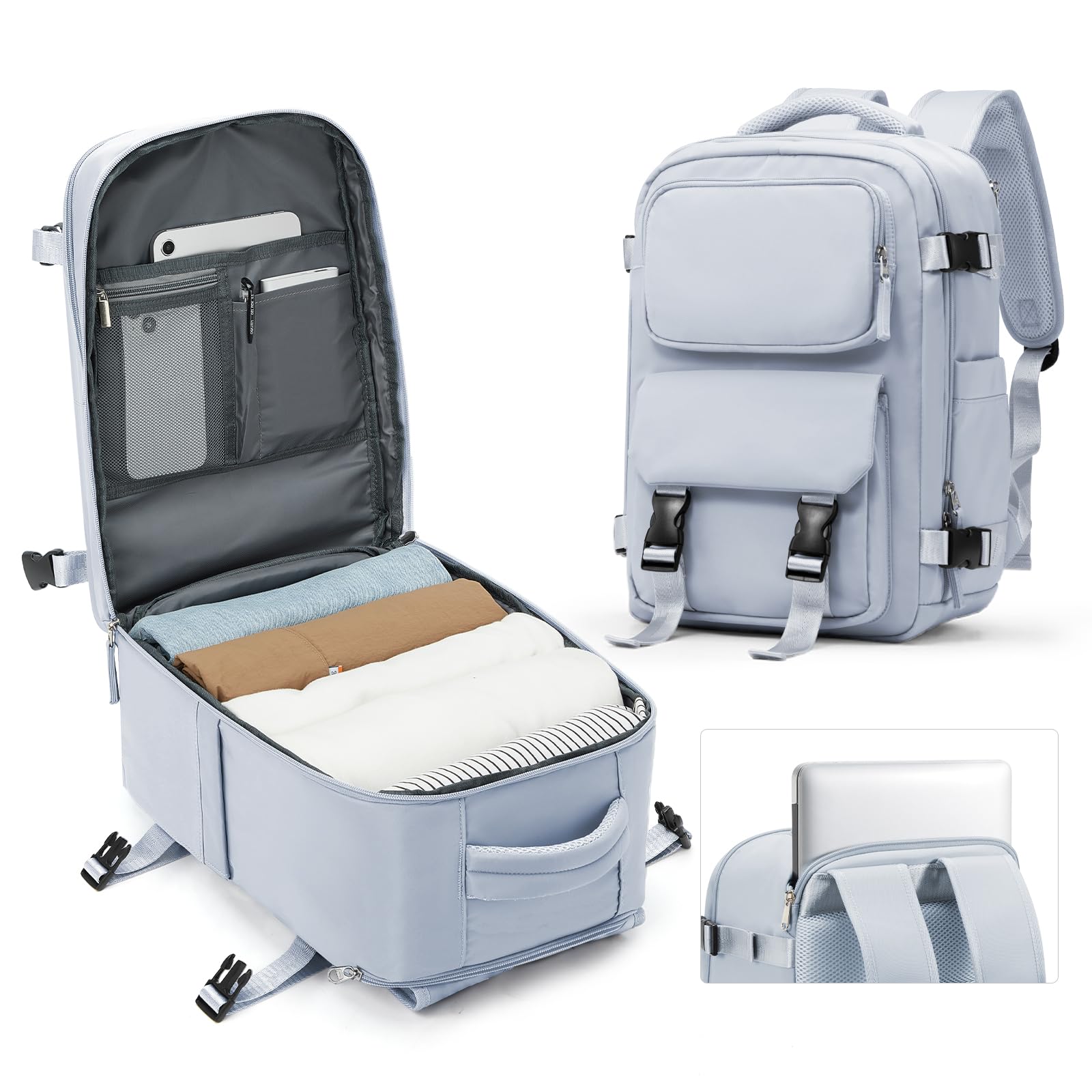 SZLX Zaino da viaggio grande da donna da viaggio zaino da escursionismo sportivo da esterno impermeabile zaino da scuola casual laptop da 14 pollici con porta di ricarica USB scomparto per scarpe
