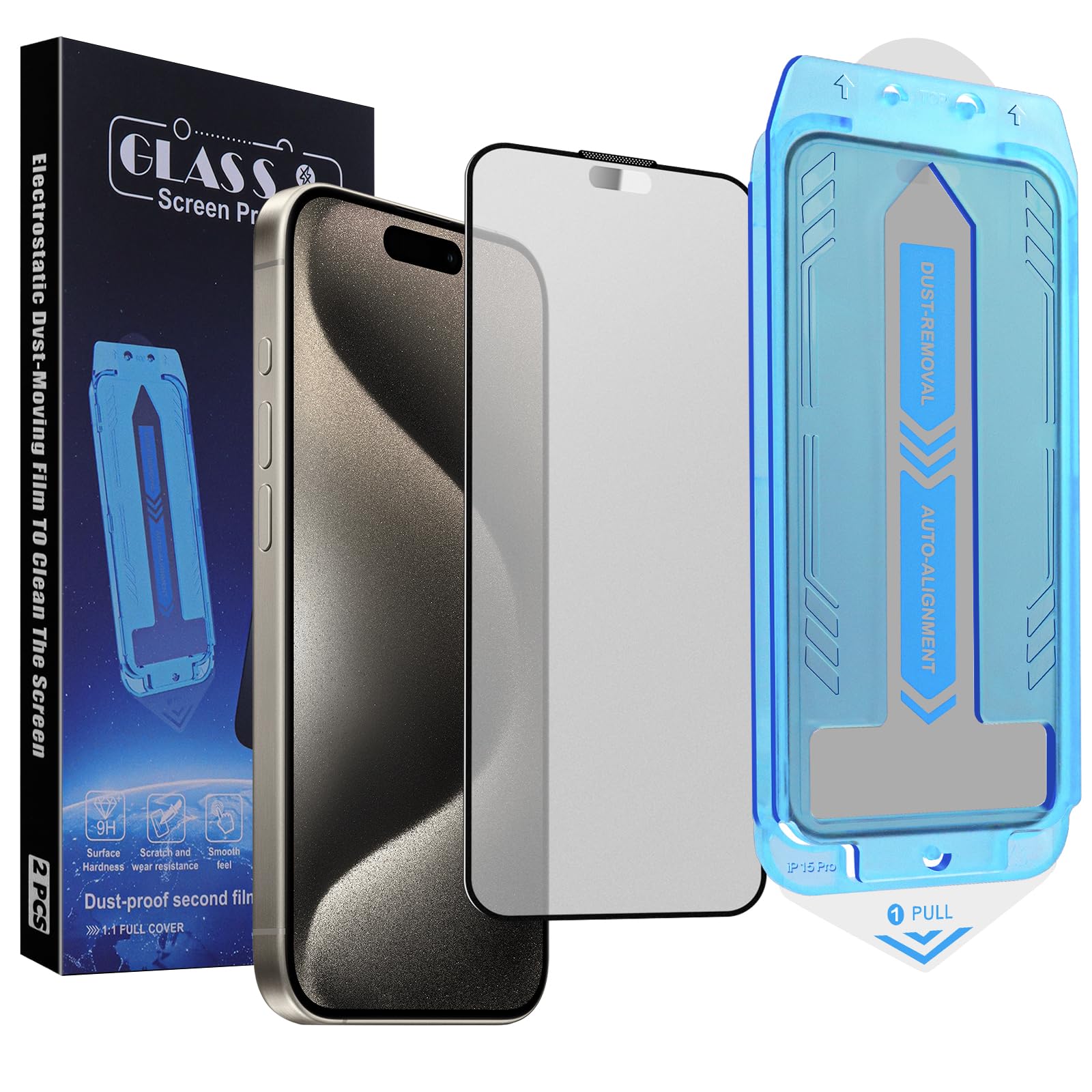 Screen Protector for iPhone 15 Pro Matte 6.1-Inch 9H Tempered Glass