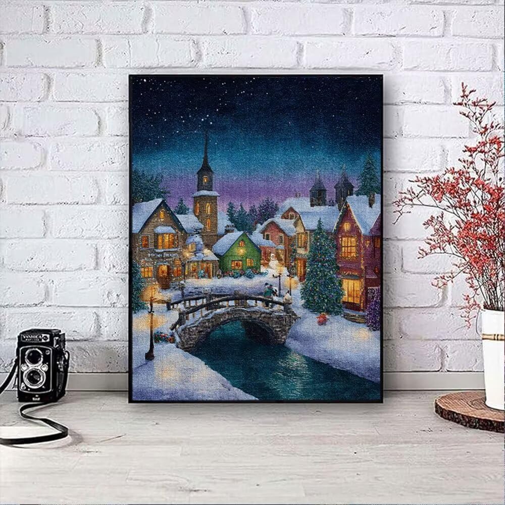 Zestawy do malowania diamentami 5D DIY, most bożonarodzeniowy, zestawy do malowania diamentami dla początkujących dorosłych, okrągłe, pełne wiercenie, zestaw do haftowania, malowanie według numerów