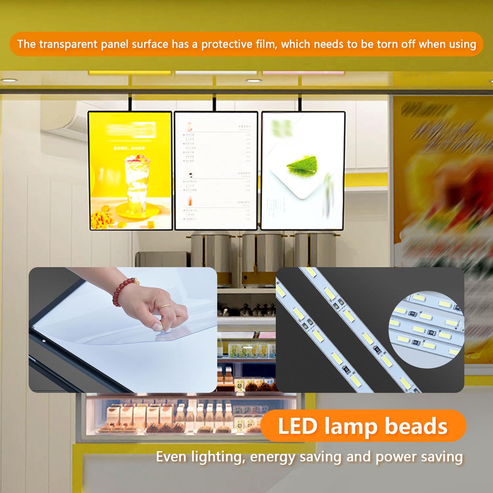 Digital Signage Displays Wandmontage 3D Menütafel Einstellbarer Winkel LED Leuchtkasten für Restaurants und Geschäfte - Bilder frei ändern für Werbung
