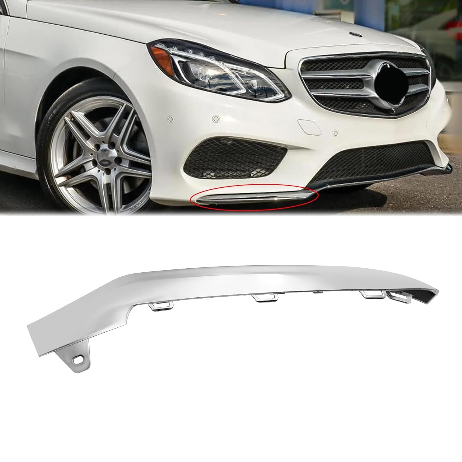 CABOHON Front Bumper Trim Molding For Mercedes Benz E-Class W212 E250 E350 E400 E500 E550 2014 2015 2016 Right Side Chrome Trim A2128852874 (Right