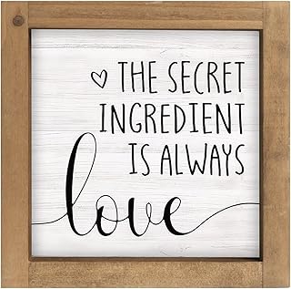 6 Inch Kitchen Sign Decor, Rustic Wooden The Secret Ingredient Is Love Sign, Kitchen Decor for Counter Table Shelf Desk Farmhouse Indoor