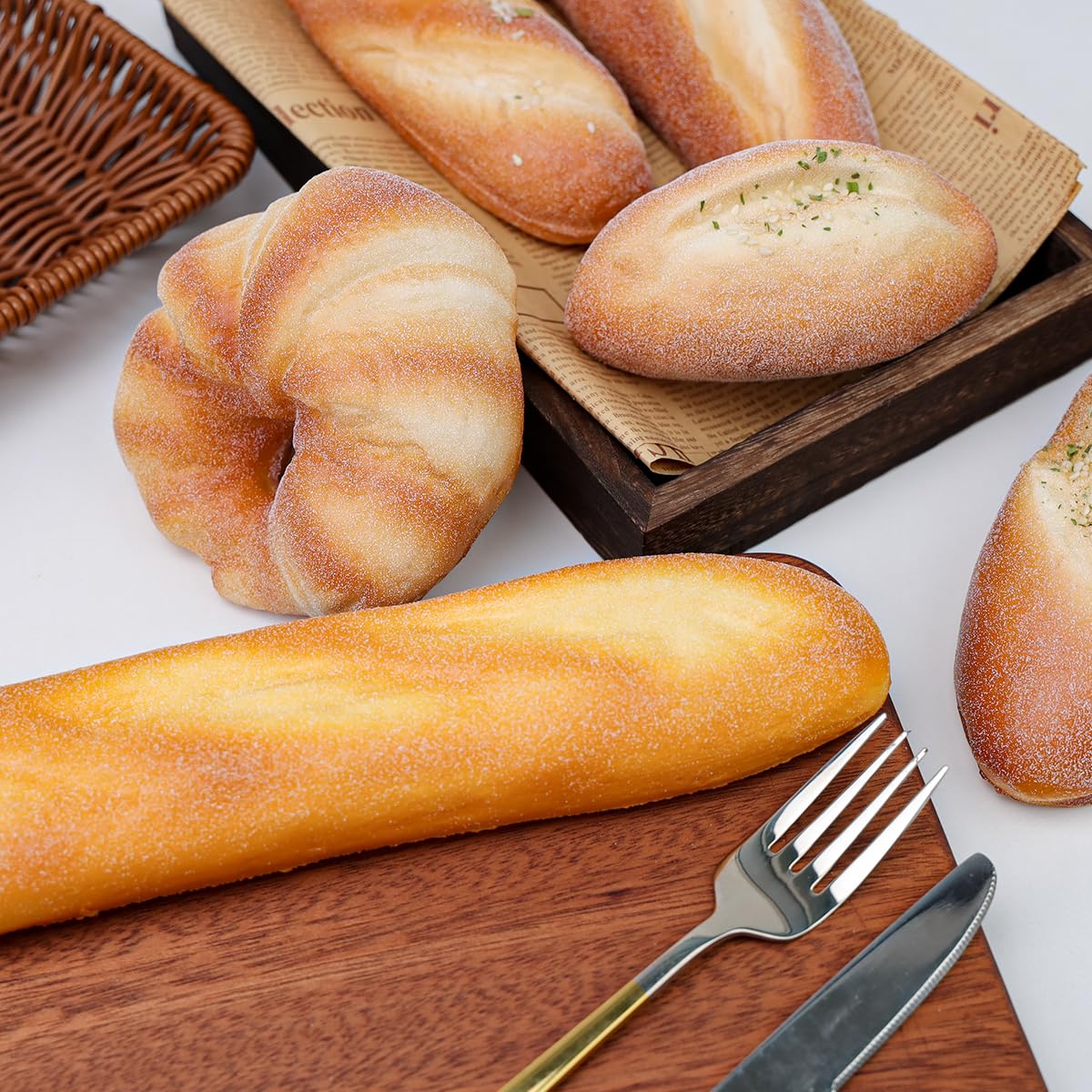 6 Stück Lebensecht Laib Lebensmittel Dekor Künstlich Donut Kokosnuss Sesam Brot Gefälschte Baguette Anzeige Realistisch Nachspeise Ornament Innen