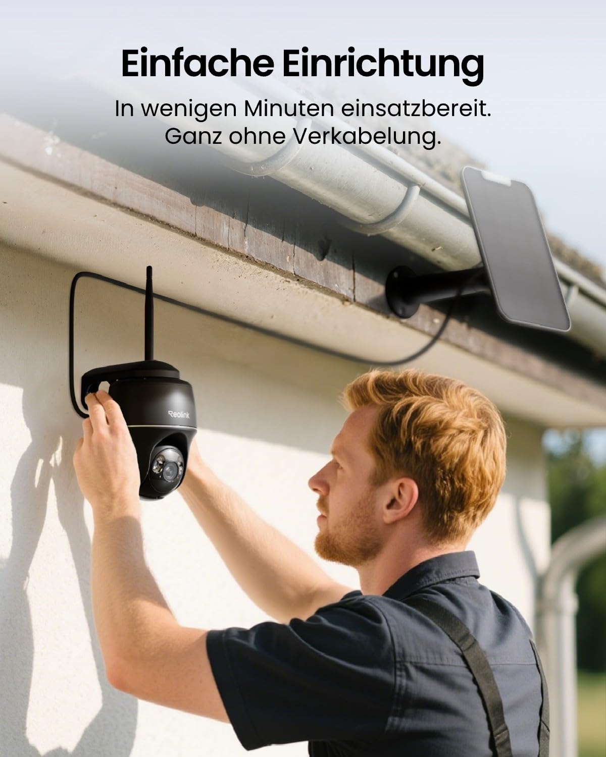 Reolink 5MP Solar Überwachungskamera Akku, 355°/140° Schwenkbar WLAN Kamera Outdoor Kabellos 2, 4/5GHz WiFi, Farbnachtsicht, Personen/Auto/Tiererkennung, Standalone, Argus PT(Schwarz)+Solarpanel