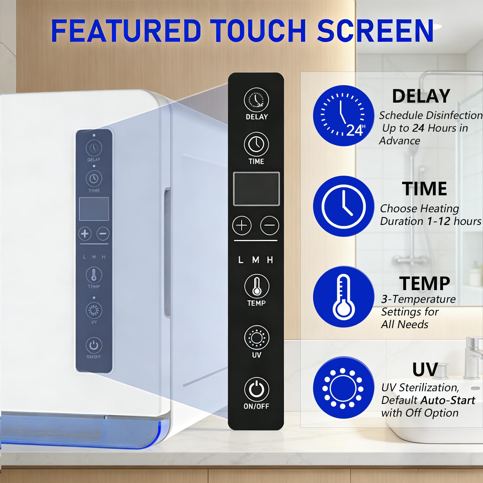 TopDirect Handtuchwärmer Kosmetik 8L mit UV-Licht & LED Display, Towel Warmer mit 3 Temperaturstufen bis 75°C, Kompakter Handtuchwärmer für Spa, Salon, Massage & Zuhause