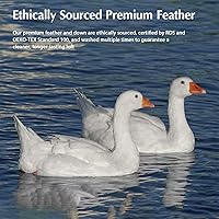 Vista 5 de Pacific Coast - Edredón de plumón de ganso y plumas tamaño King, 100% algodón extra esponjoso, color blanco, para inserto de edredón, suave