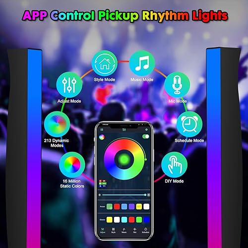 Miniatura 3 de Barra de luz de ritmo alimentada por batería, luces de ritmo de captación de control de sonido RGB, control por aplicación, luces LED de nivel de