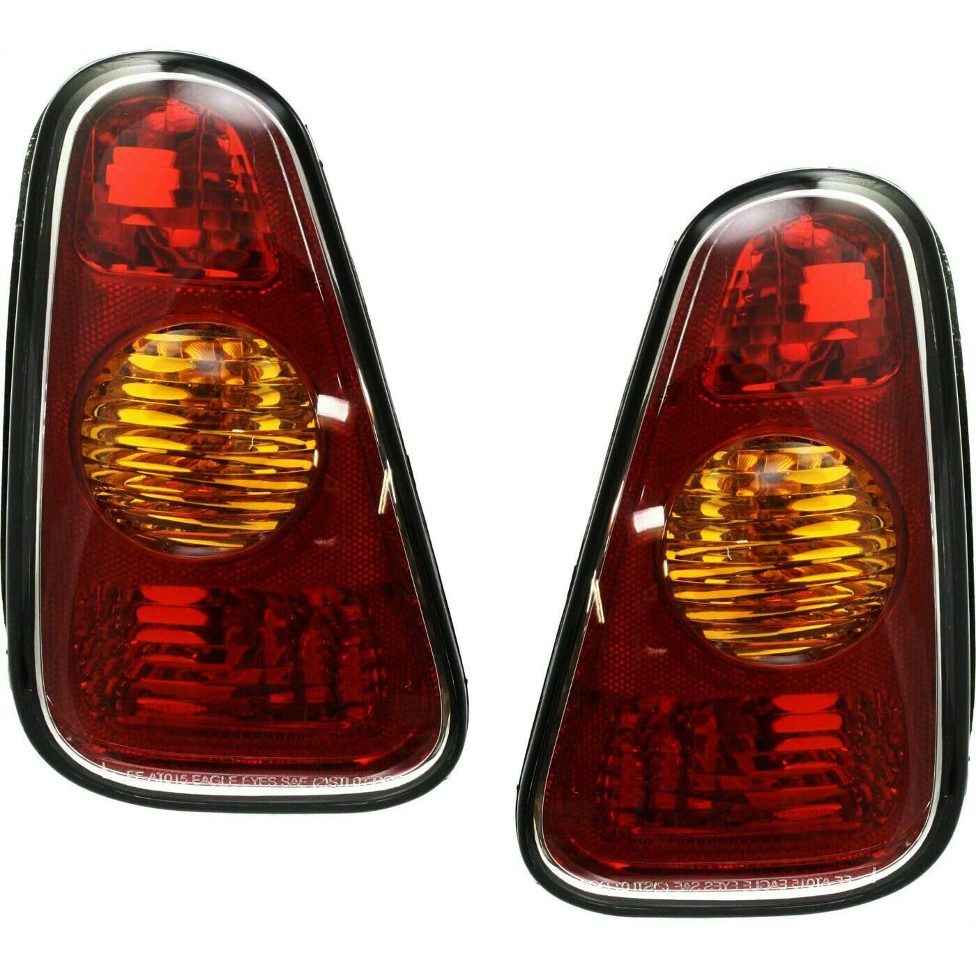 ZPLKKYGR 2pcs Tail Light Assembly Set Rear Left Driver and Right Passenger Side Amber Red with Trim for Mini for Cooper 2002-2004 901-51081 MC2818101