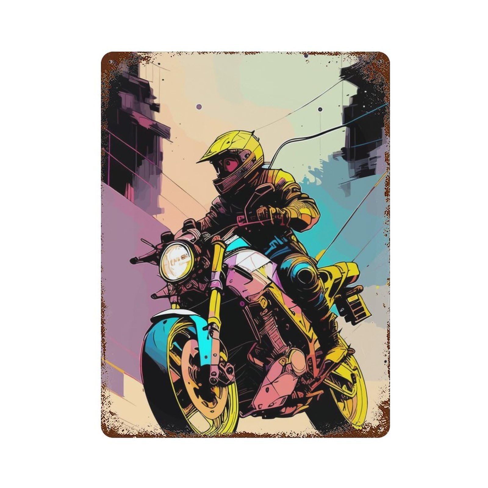Naked Bike Distressed Metal Wall Sign 15.7"x11.8", Industrial Home Decor for Garage, Pub Or Kitchen