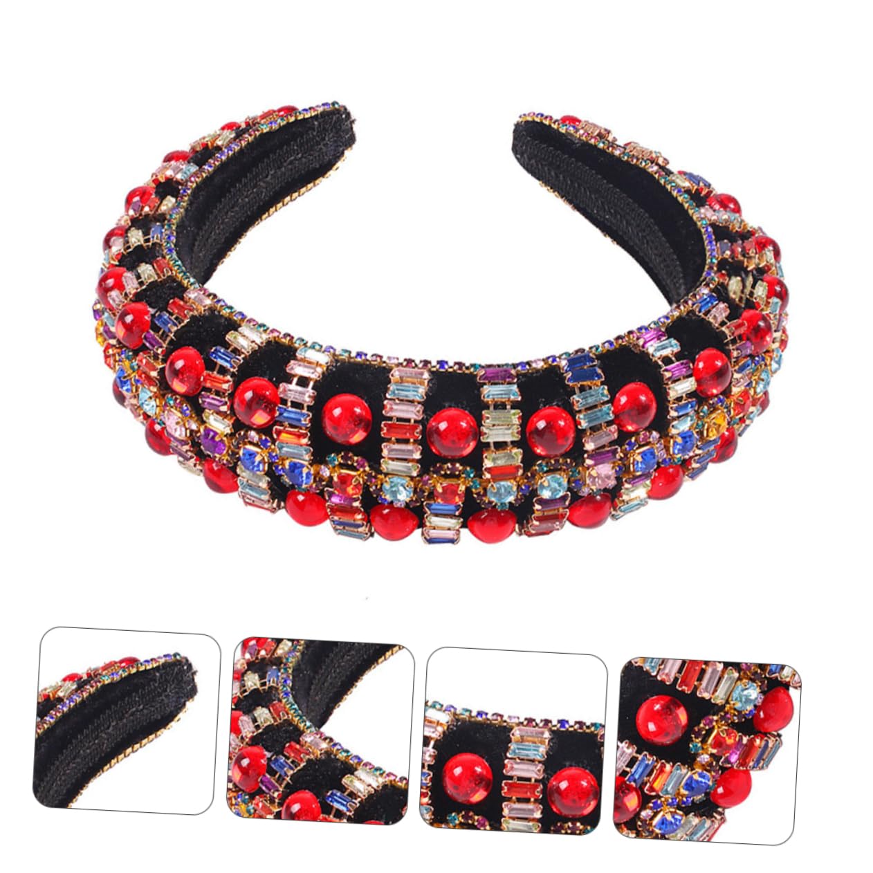 FRCOLOR 2 Diademas De Ala Ancha Con Completos Joyas Para El Pelo Diademas Elásticas Con Joyas Accesorios Para El Pelo Para Mujeres Diademas Para Mujeres Y Niñas Aro Para El