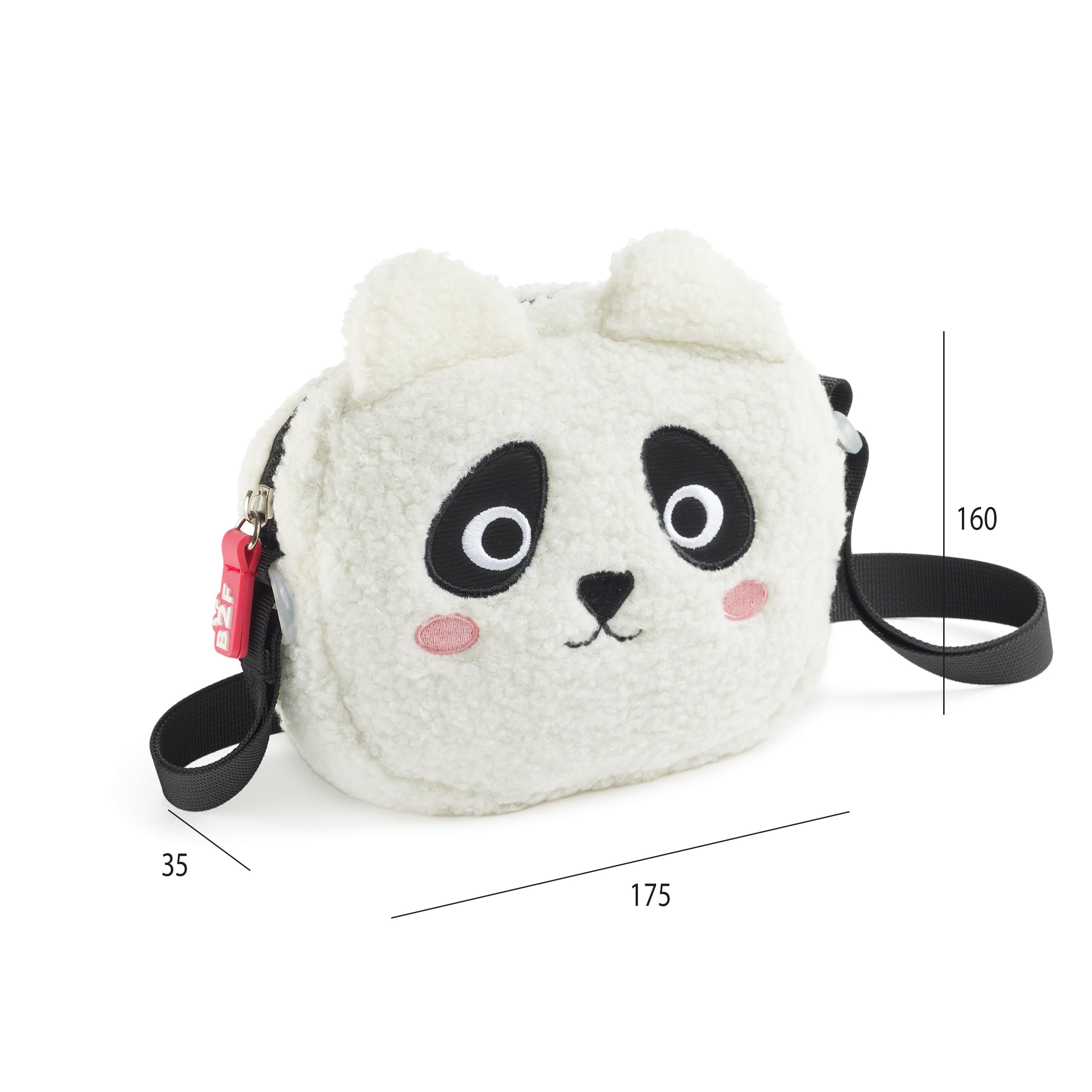 Back2Fun Borsa Pelosa Panda B2F, Borsa a tracolla unisex per bambini, 175 x 160 x 35 mm, bianco, 175 x 160 x 35 mm