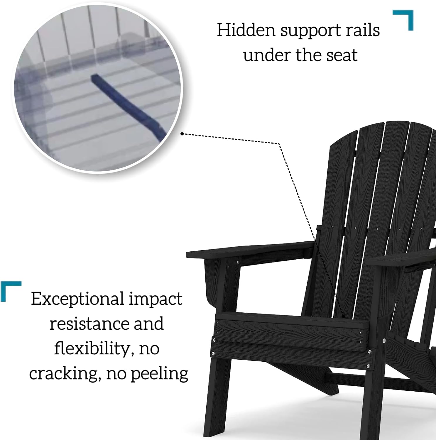 Folding Adirondack Chair Set of 2，Wooden Textured Fire Pit Chair with Cup Holder, Heavy All-Weather HDPE Plastic Outdoor Patio Chairs for Poolside Backyard Patio Outdoor Garden
