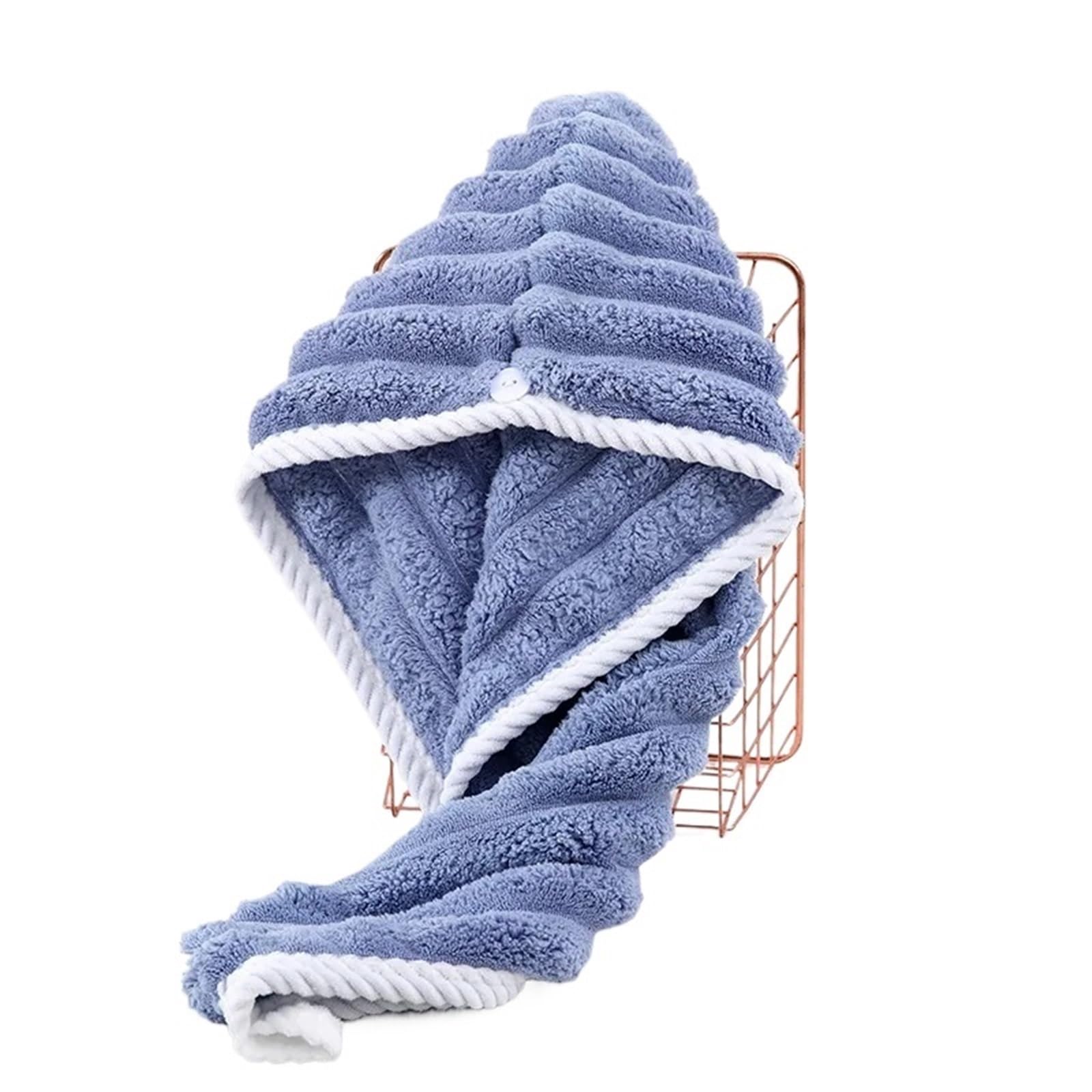 SUODEBYY Hair Towel Dry Hair Cap For Women, Thickened And Super Absorbent Headscarf For Wiping, Quick Drying, Towel(Blue)