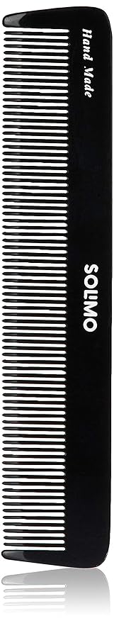 Amazon Brand - Solimo Handmade Black Wide Fine-Tooth Comb, 23 cm x 7 cm