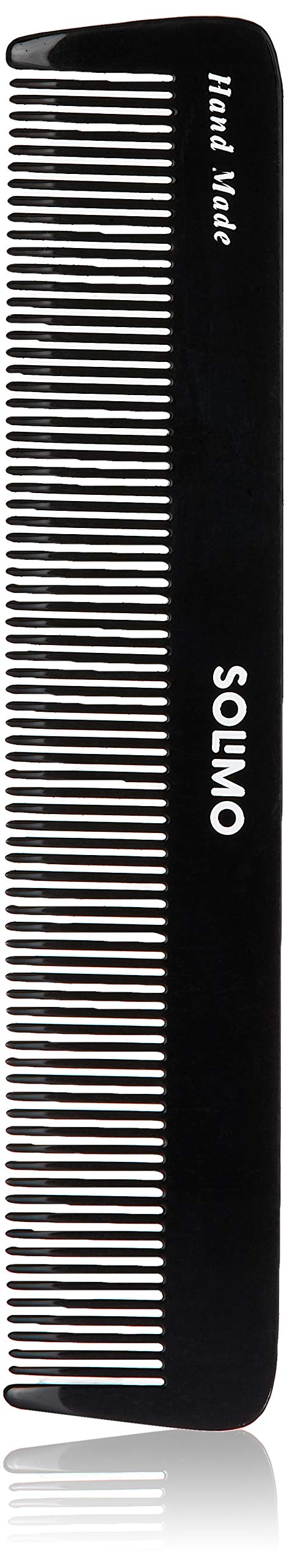Amazon Brand - Solimo Handmade Black Wide Fine-Tooth Comb, 23 cm x 7 cm
