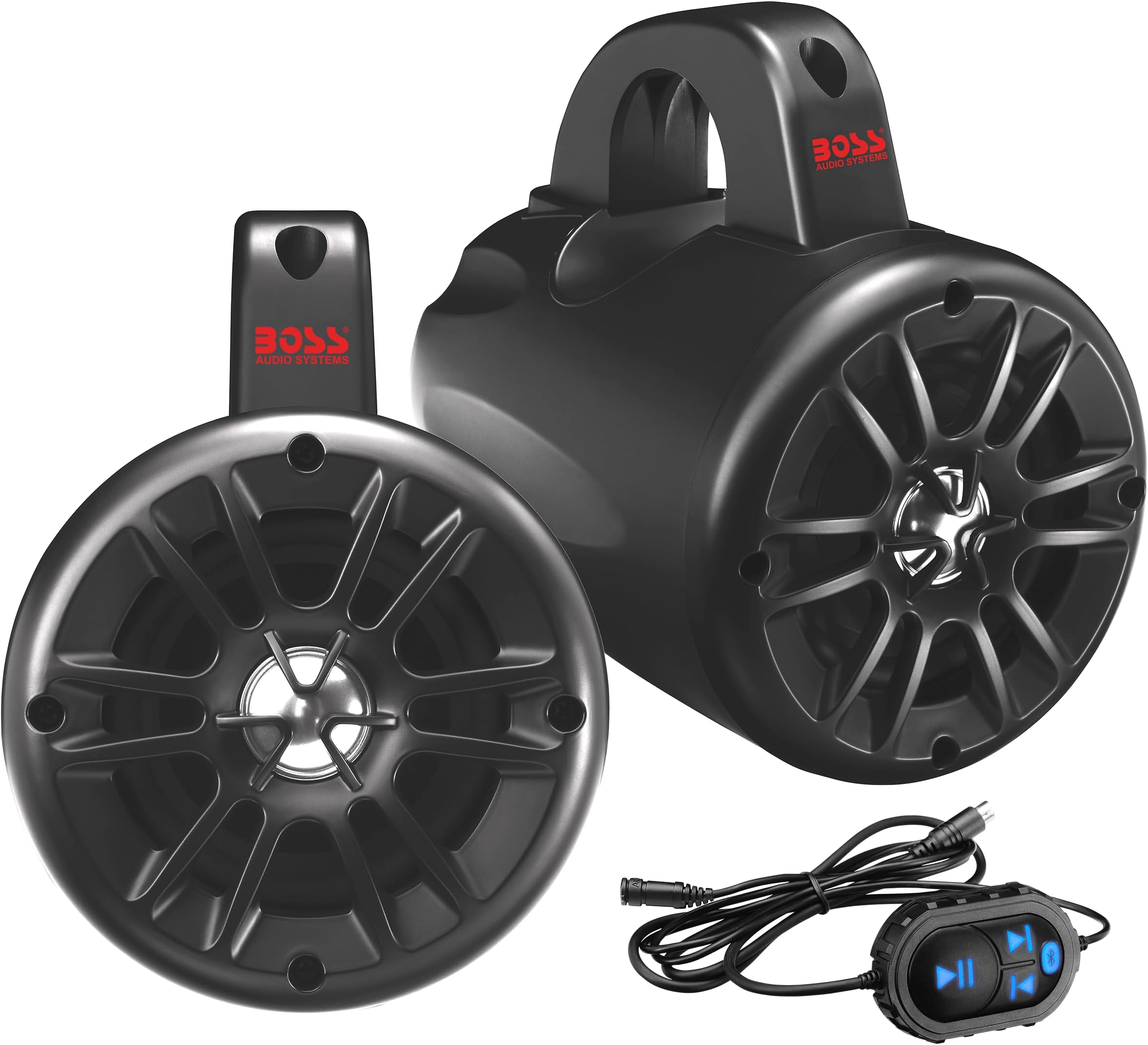 BOSS Audio Systems BM40AMPBT ATV UTV Waketower Speaker System - Bluetooth, 500 Watts of Power Per Pair, 4 Inch Woofer, Full Range, 2 Way, Marine grade, Weatherproof, Sold in Pairs