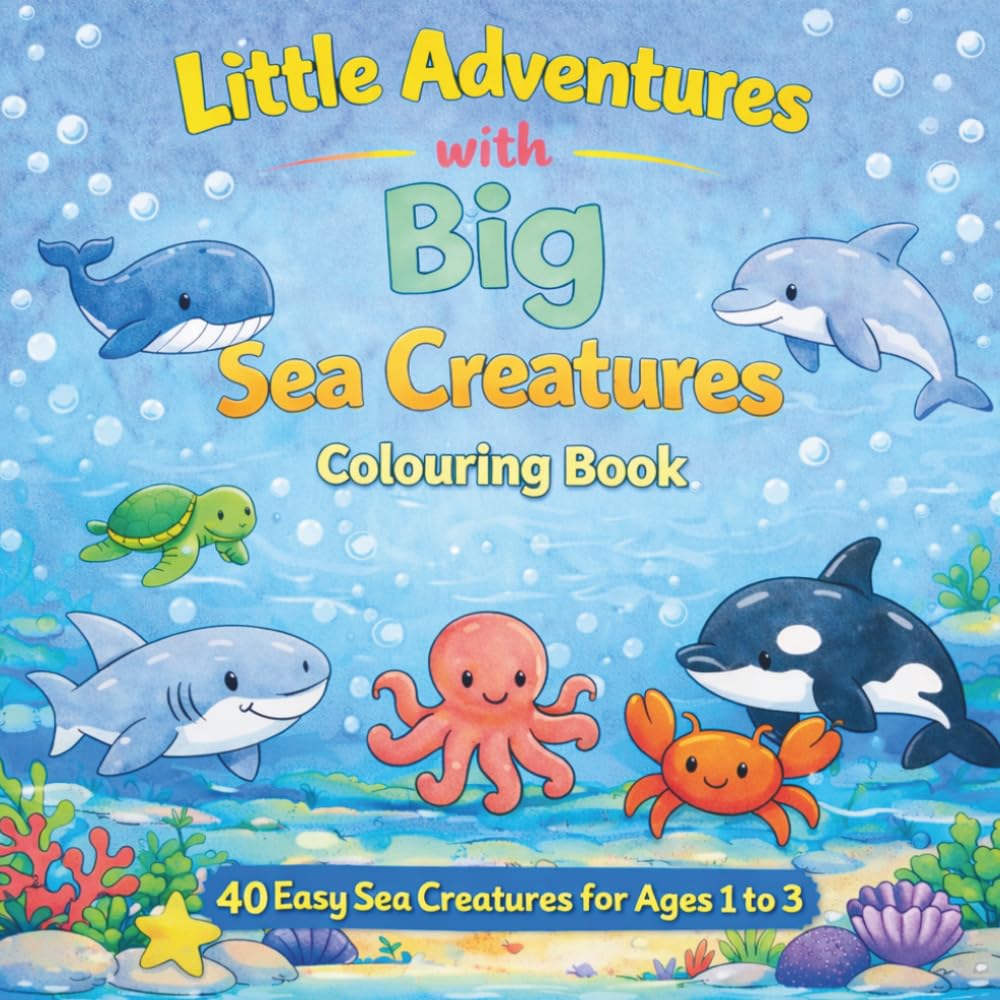 Little Adventures with Big Sea Creatures: A simple fun colouring book for toddlers