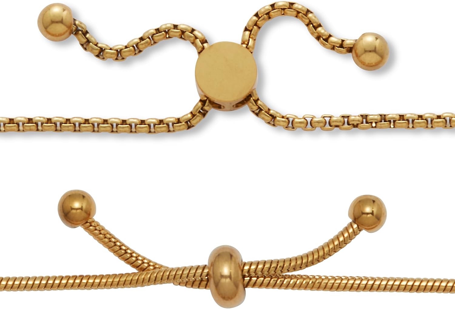 Palm Beach Jewelry Round Crystal Gold Ion-Plated Stainless Steel Heart Charm Bracelet Set 7-inch