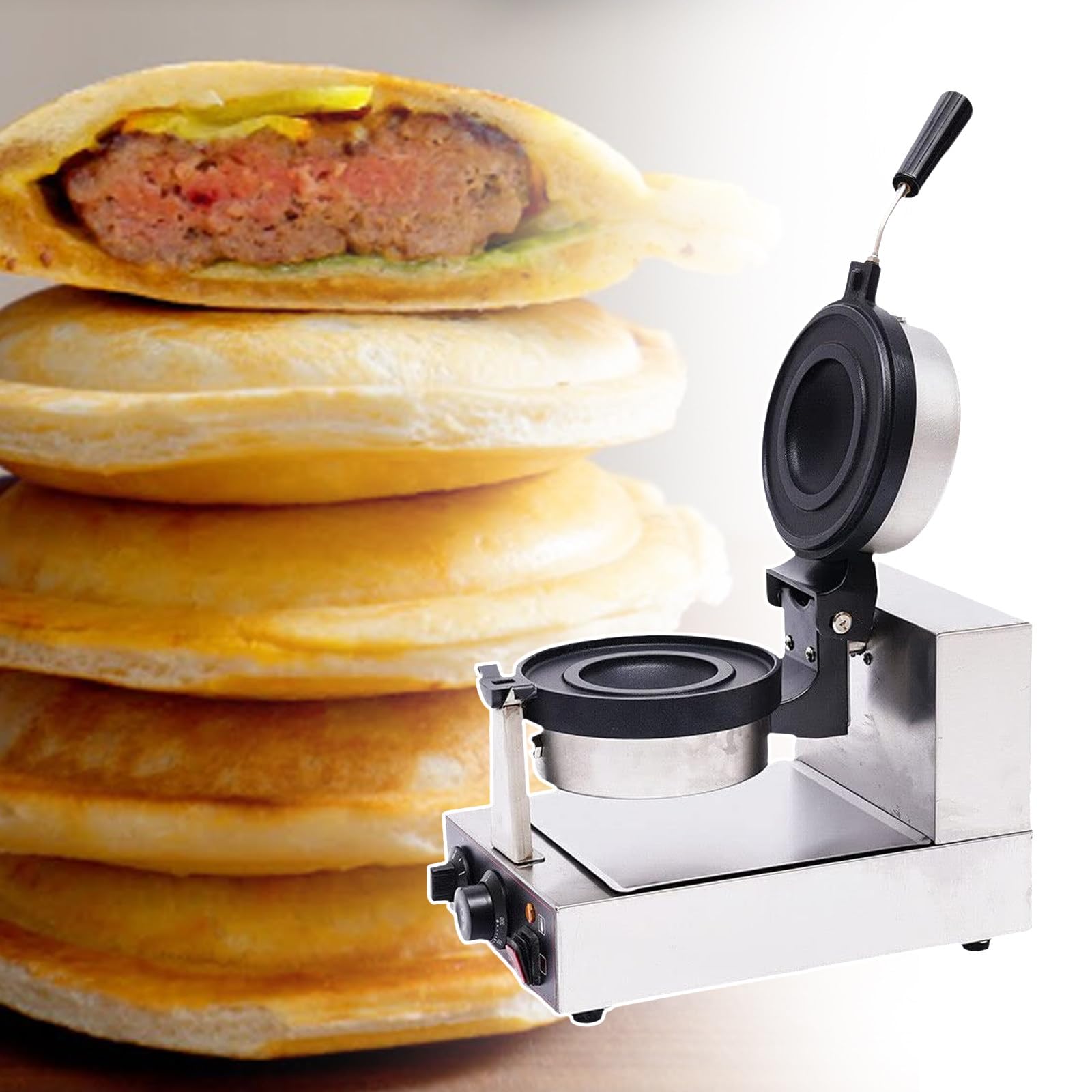 Machine à hamburger électrique gaufrier panini avec plaques de cuisson rotatives