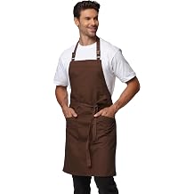 Chef Aprons for Men Women with Large Pockets Canvas Apron Waterproof Professional with 2 Pockets 4251GB