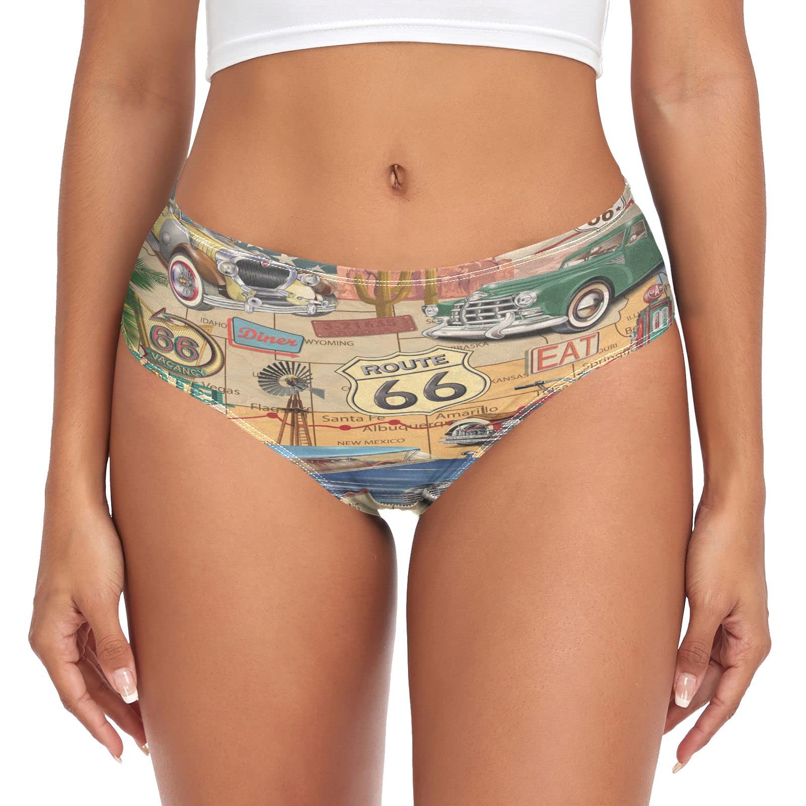 Linomo Women's Multicolor Underwear Vintage American Briefs Hipster Panties For Girls