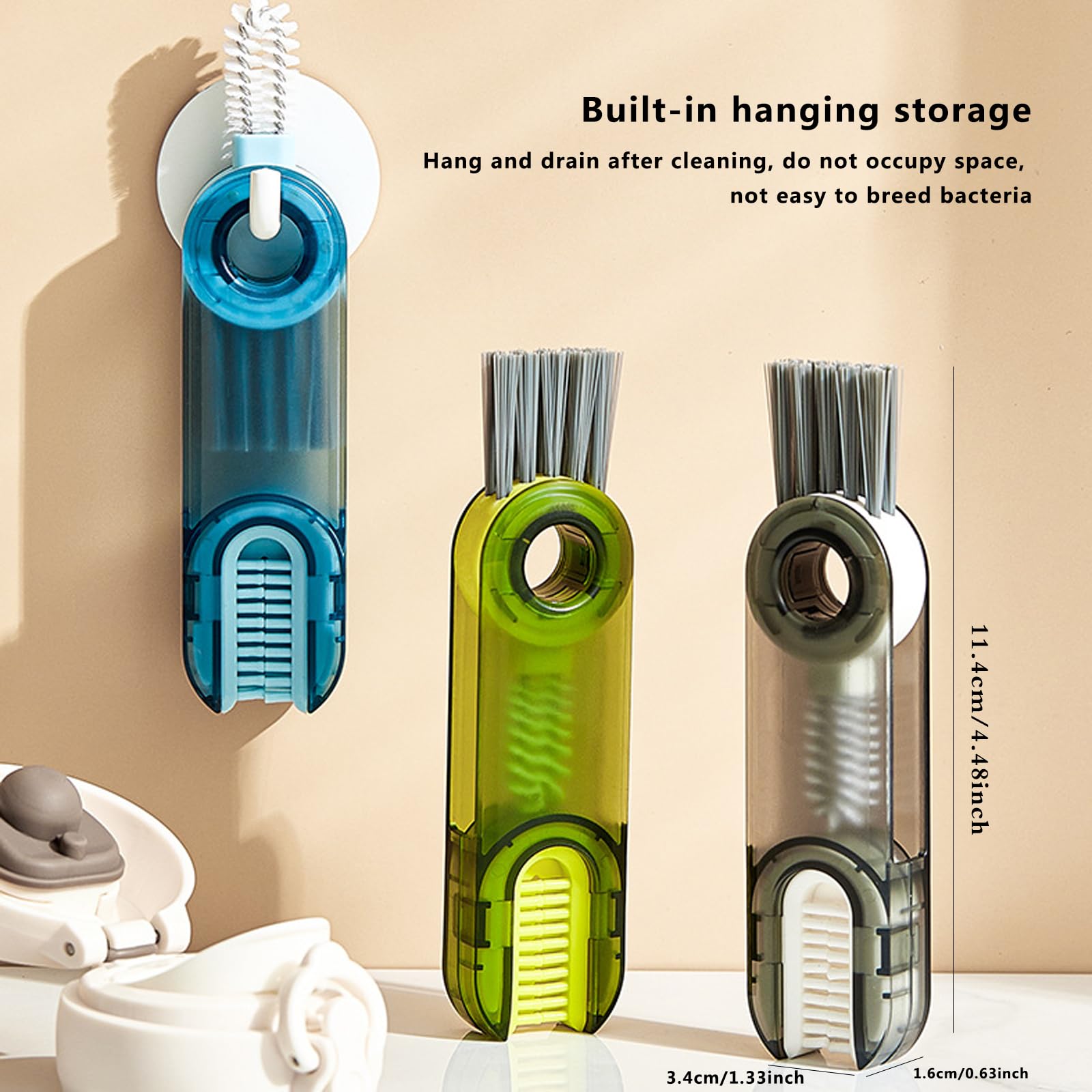 3 in 1 Cup Lid Gap Cleaning Brush Set, with 6 Spoon Straws Cleaning Tools, Tiny Bottle Cup Lid Detail Brush, Cup Crevice Cleaning Tools,Multifunctional Crevice Cleaning Brush
