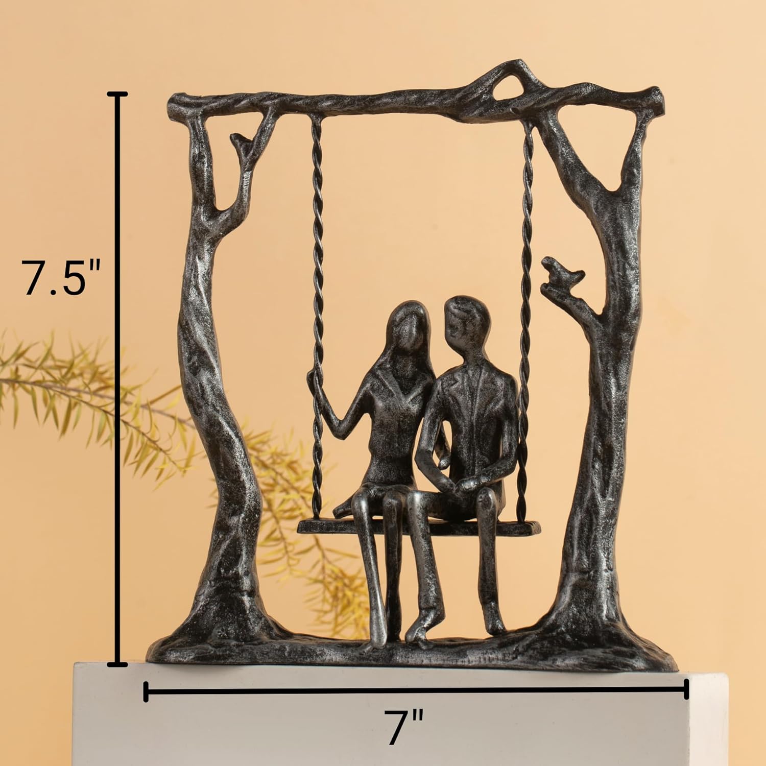 6th Anniversary Iron Sculpture Gift – Romantic Couple Statue for Her, Handcrafted Black Metal Decor – Wedding, Valentine’s, Birthday Keepsake - Image 5