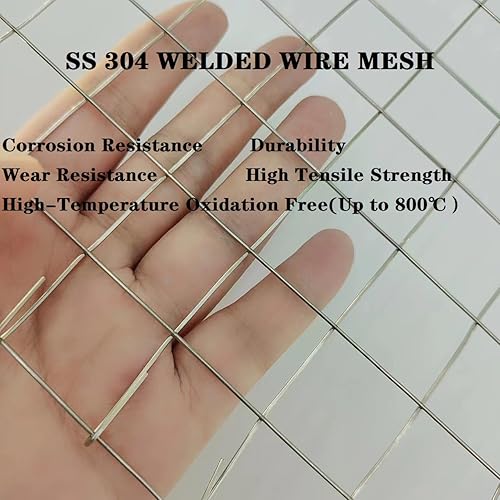 Miniatura 2 de Tamaño del paño de acero inoxidable calibre 19 1 pulgadas, 16 pulgadas x 8 pies, malla de alambre soldada de acero inoxidable 304 compatible con