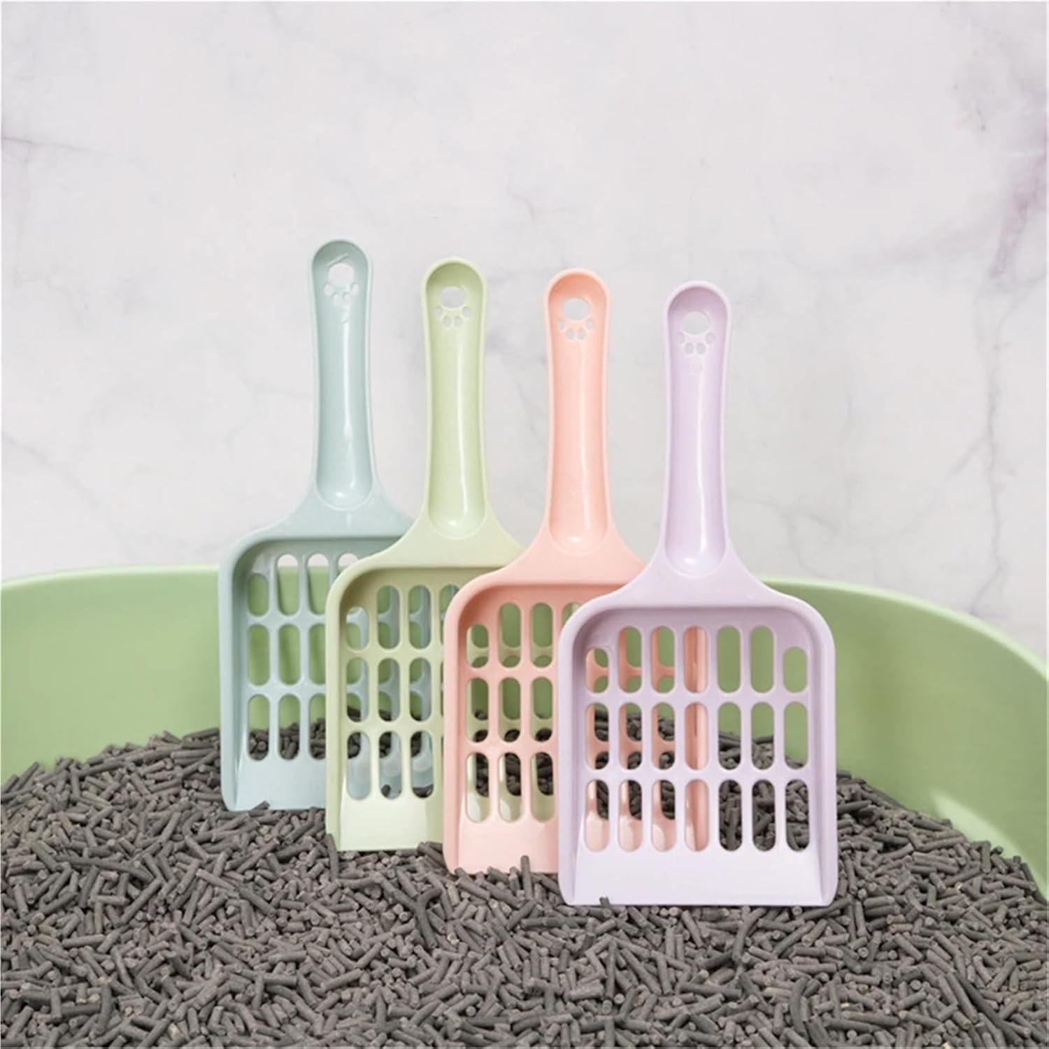 2pcs Plastic Cat Litter Scoop Shovel for Small Pets, Pet Waste Cleaning Tool(Blue)