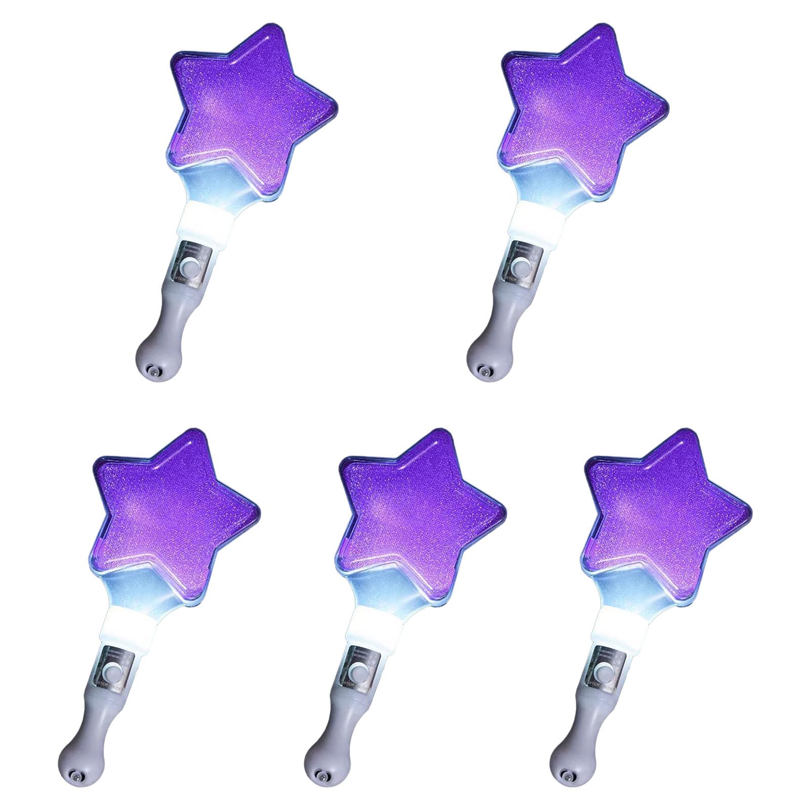 HEEZOU Pack of 5 Colorful LED Glow Sticks Flashing Sticks Heart Star Shaped Light Up for Party Led Glow Rod Night Club Party Supplies