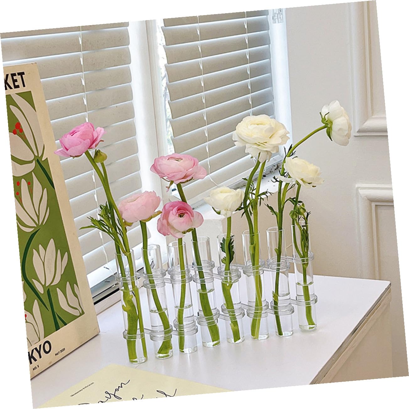 Vase Verre Transparent pour Propagation de Plantes Hydroponiques Grandes avec Crochet pour Décoration Intérieure Bureau et Jardin