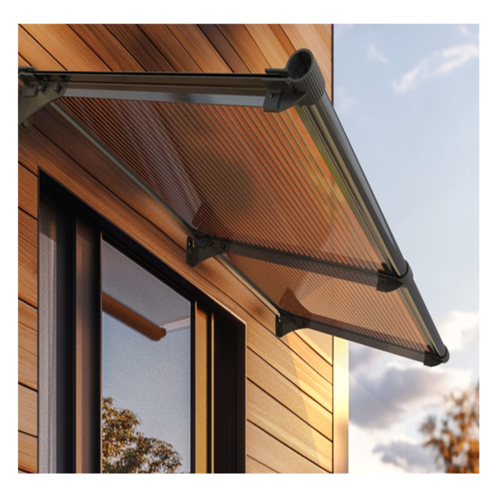 Auvent de porte en polycarbonate transparent pour porche et terrasse
