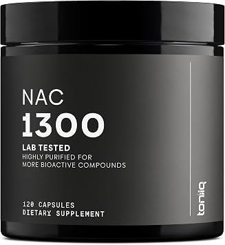 Toniiq 1300mg NAC - 2 Month Supply - Min. 98%+ Tested Purity | Ultra High Strength Bioavailable NAC Cysteine Supplement - 120 Vegetarian N Acetyl Cysteine Capsules - Lab Tested TQ