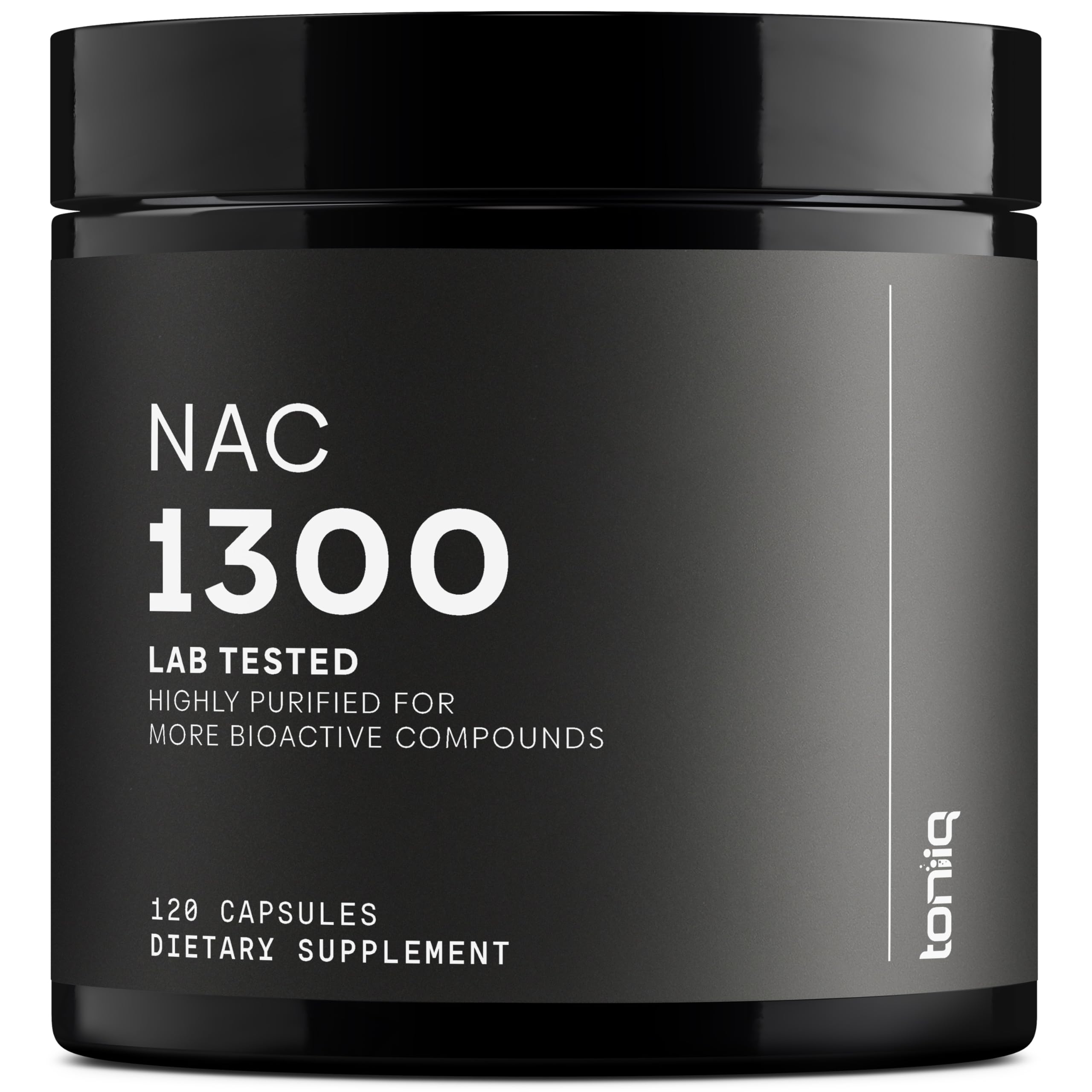 Toniiq 1300mg NAC - 2 Month Supply - Min. 98%+ Tested Purity - Ultra High Strength Bioavailable NAC Cysteine Supplement - 120 Vegetarian N Acetyl
